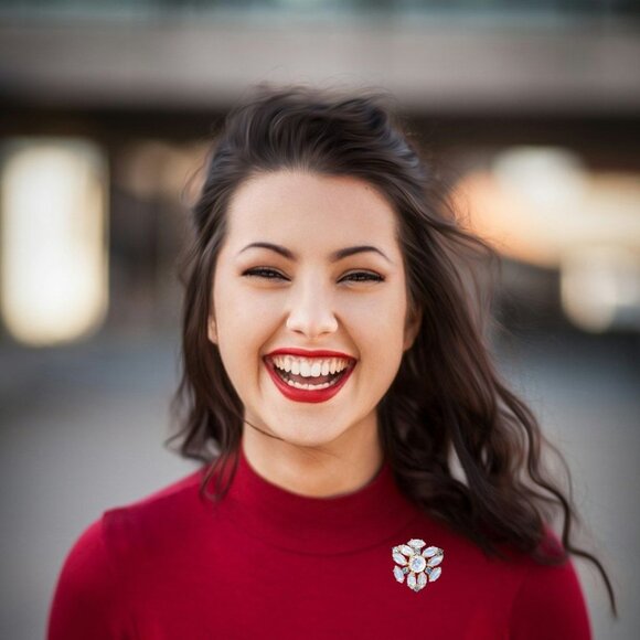 Vtg Signed West Germany Floral Cluster Marquise-Cut Round Stone Icy Blue Brooch - Picture 5 of 5